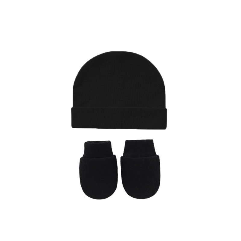 Set Găng Tay + Mũ Beanie + Găng Tay Cotton Chống Trầy Xước Cho Bé Sơ Sinh