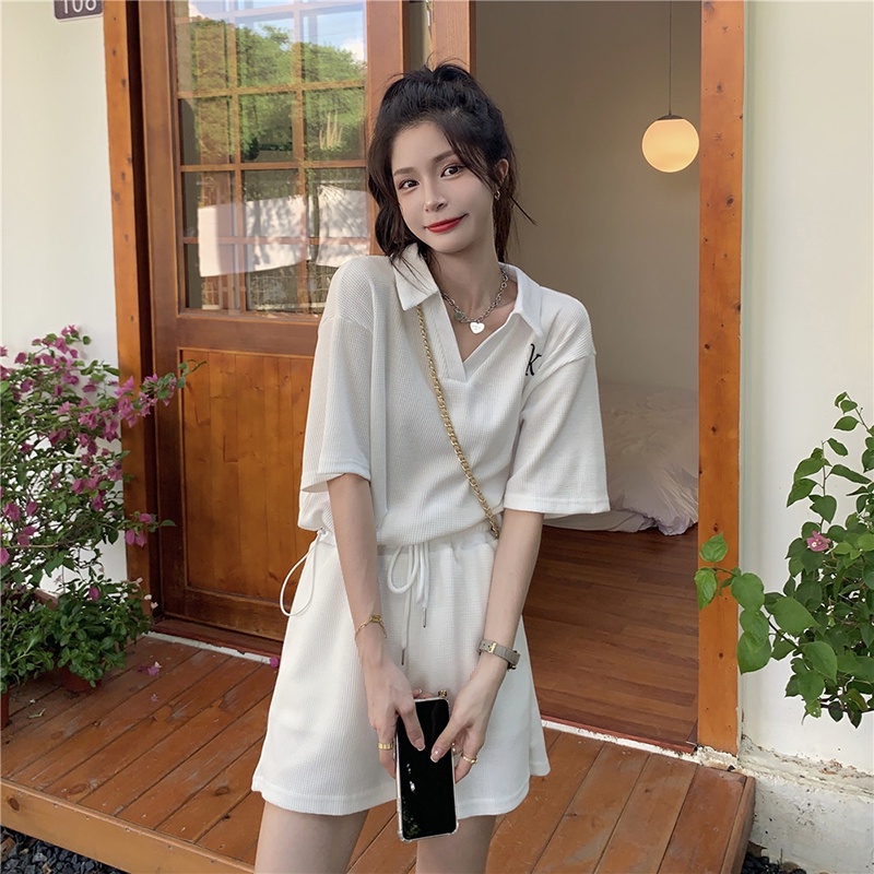 Bộ đồ thể thao ngắn tay dáng rộng đơn giản thời trang dành cho nữ (có bán quần short lẻ)