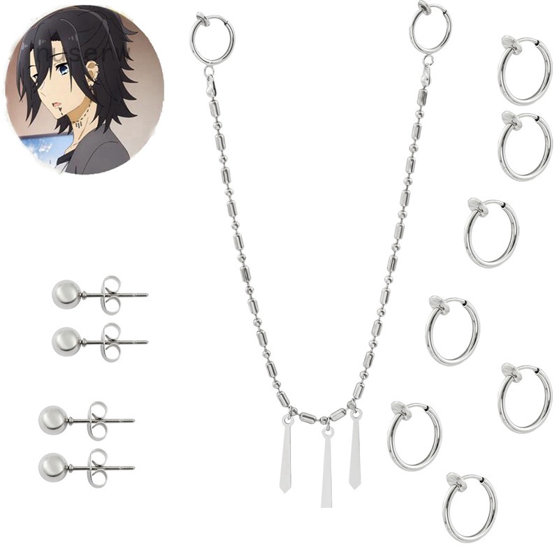 Set khuyên tai bằng thép titan phong cách anime Horimiya Miyamura Izumi