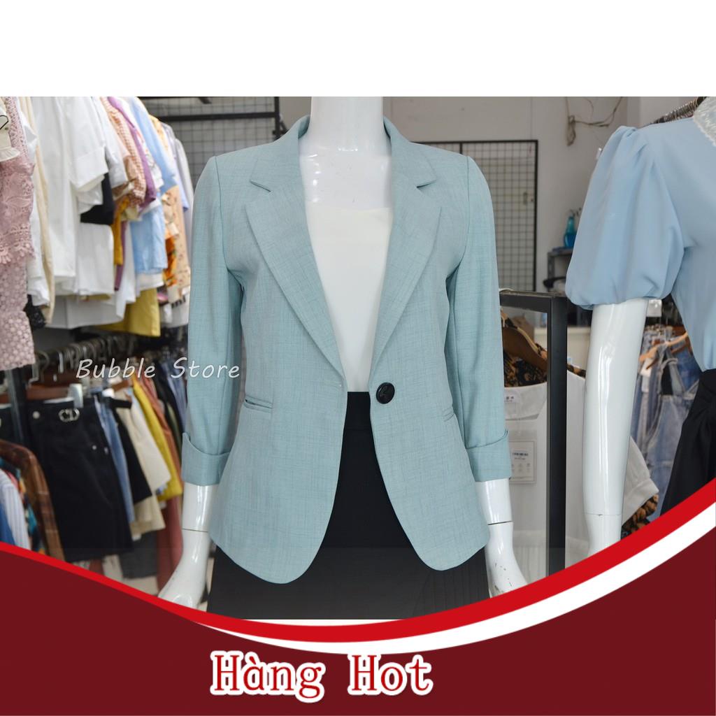 (Hàng cao cấp) Áo vest nữ công sở, blazer thu đông tay lửng một cúc Size S/M/L/Xl
