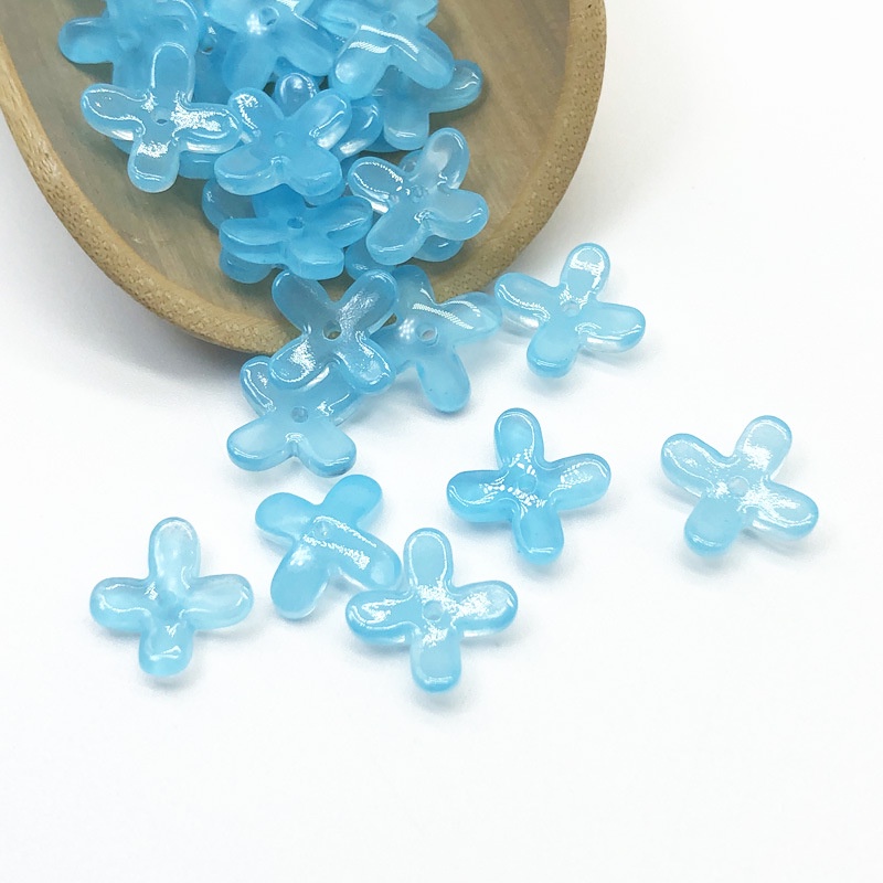 (5 cái)Hoa thuy tinh 4 cánh 12mm, Nguyên liệu làm trang sức cổ trang, Nguyên liệu diy