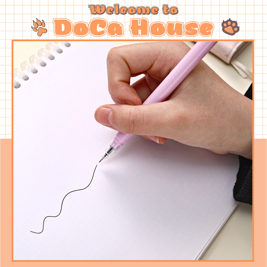 Bút gel mực đen + dao cắt sticker washi tape 2 đầu, bút unbox màu pastel đơn giản dễ thương