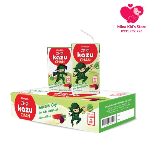 24hộp Sữa trái cây Kazu Chan Trái cây nhiệt đới 180ml