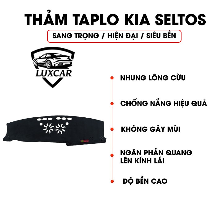 Thảm Taplo Nhung Lông Cừu LUXCAR Xe KIA SELTOS - Đế cao su chống trượt