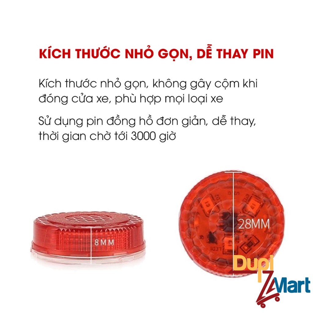 Bộ 4 Đèn Cảnh Báo Dán Cửa Xe Ô Tô - Set 4 Đèn Xi Nhan Mini Cảnh Báo Nguy Hiểm Tránh Va Chạm Khi Mở Cửa Xe Hơi