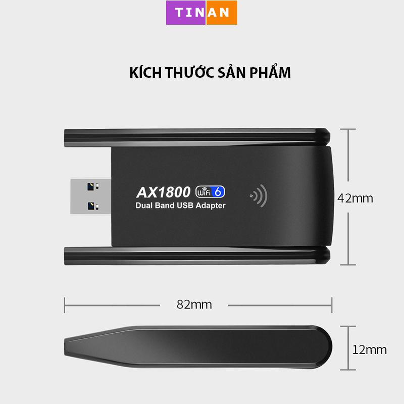 Card Mạng Không Dây 1800Mbps AX1803, Đầu Cắm USB 3.0 Cắm Máy Tính, WIFI 6 Tốc Độ Cao