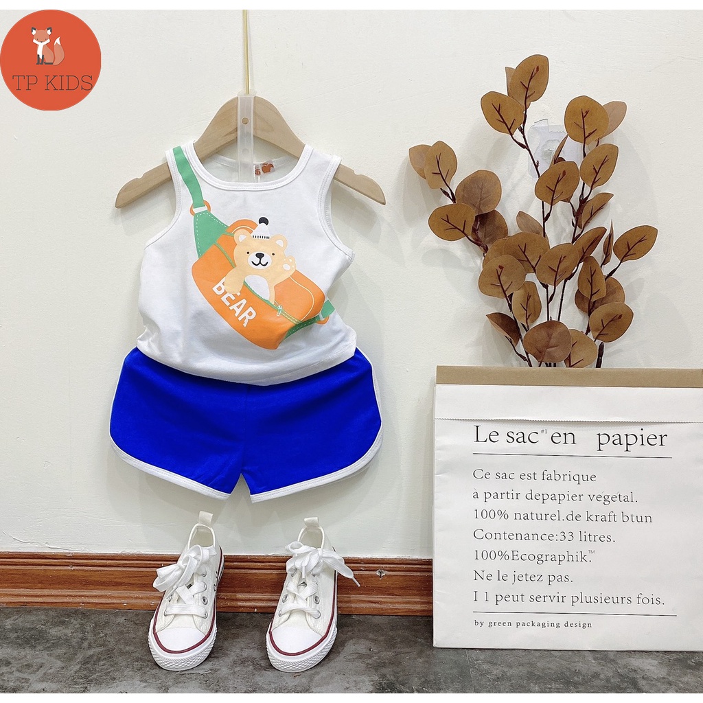 Bộ COTTON cho bé bộ thun cho bé in hình GẤU chất COTTON 100%