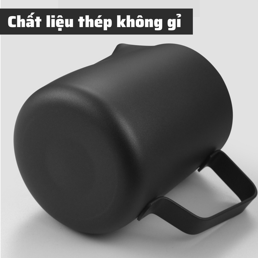 Ca đánh sữa lạnh Inox 304 cao cấp dung tích 350-600ml pha latte tạo hình nghệ thuật cà phê Espresso