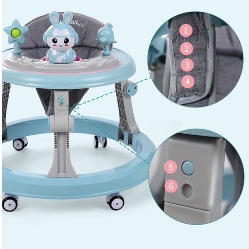 Xe tập đi- Xe tập đi em bé 2 in 1 có bàn ăn dặm có tay đẩy và đèn nhạc.