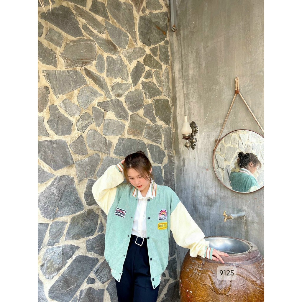 Áo Khoác Bomber Chất Nhung Thêu Cầu Vòng - Áo Bomber Nam Nữ Unisex Nhung Siêu Đẹp - GAKNH3