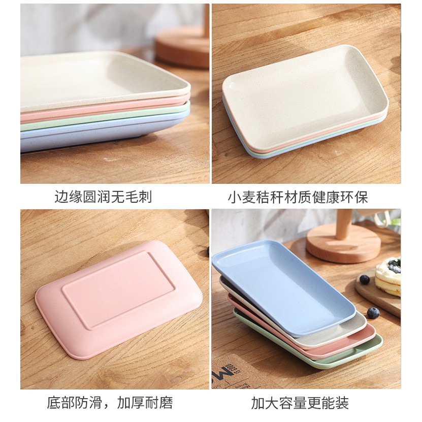 Đĩa Đựng Thức Ăn Hình Chữ Nhật Bằng Lúa Mạch Phong Cách Nhật Bản