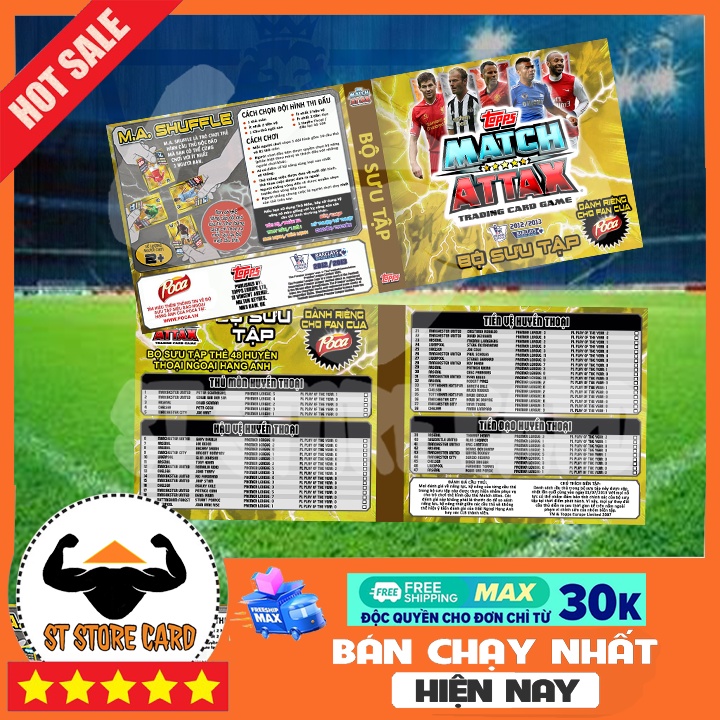Allbum in thẻ cầu thủ Match Attax size POCA Huyền thoại vàng ST STORE - Hình ALBUM IN CUSTOM theo yê