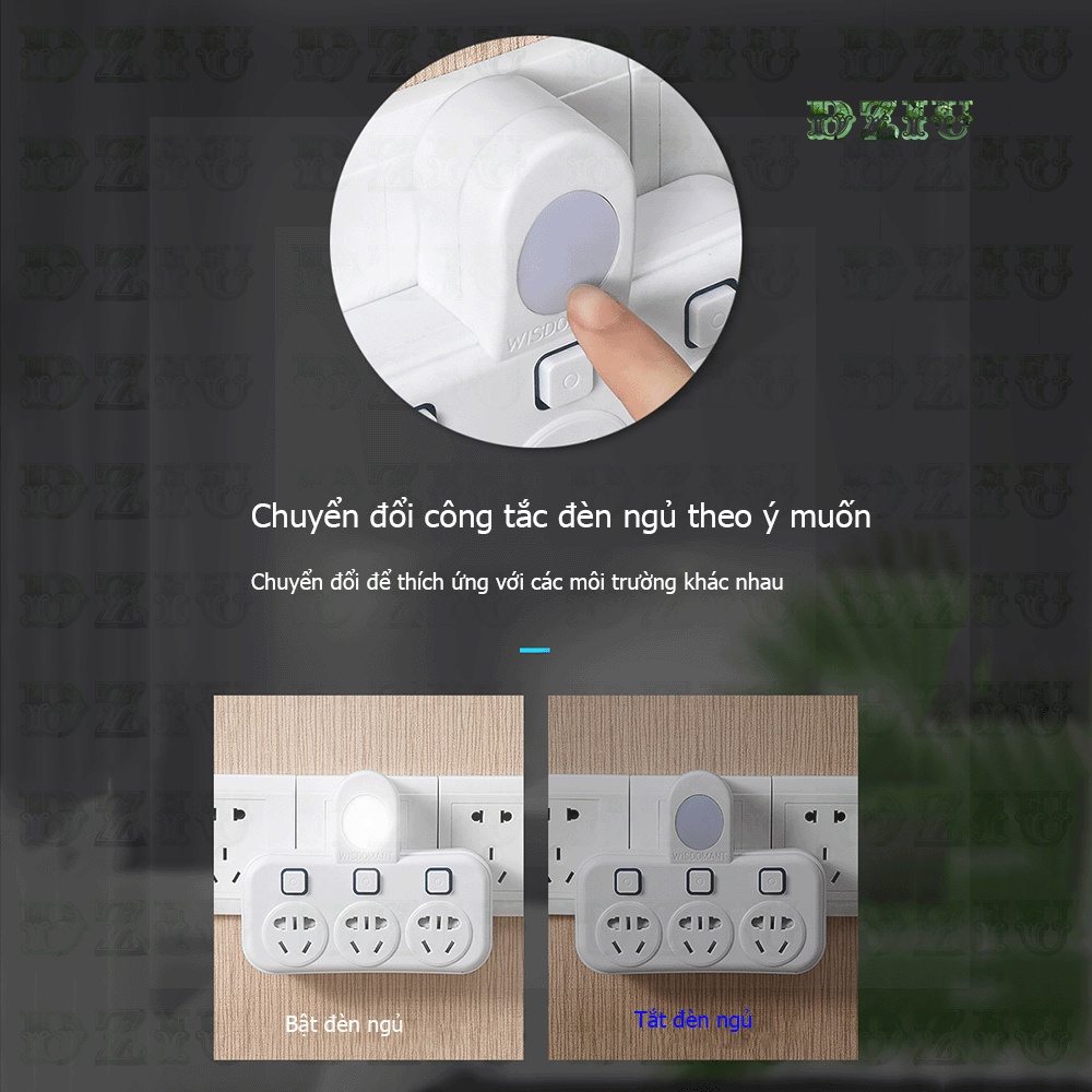 Phích cắm 2 chân chia nhiều chỗ cắm - Bộ chuyển đổi ổ cắm 2 chân usb led