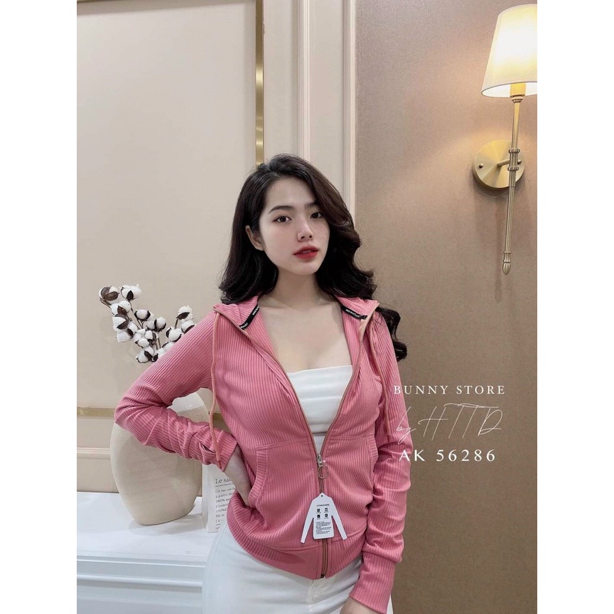[43-63kg]  Áo Khoác Chống Nắng Nữ H190GN. Áo Khoác Thun Gân Sọc Nhỏ Nhiều Màu HOT 6 Túi [Hàng Loại 1]