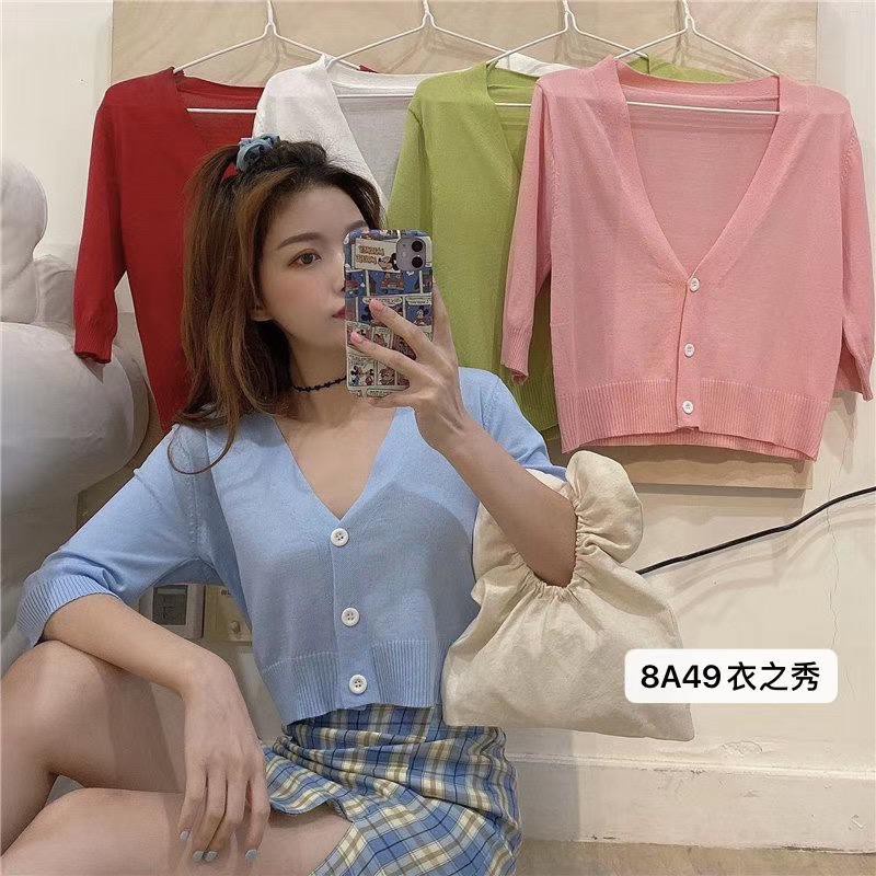 Áo khoác Cardigan dệt kim dáng dài màu sắc ngọt ngào phong cách Hàn Quốc thời trang cho nữ M3M6