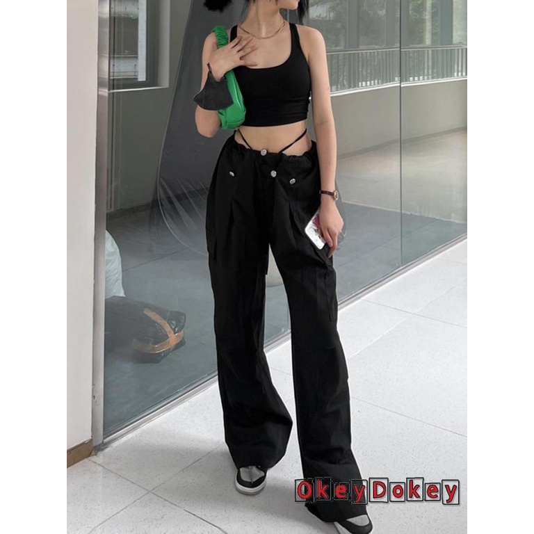 Quần Dài Nữ Ống Rộng Nhiều Túi Màu Sắc Thời Trang Mùa Xuân