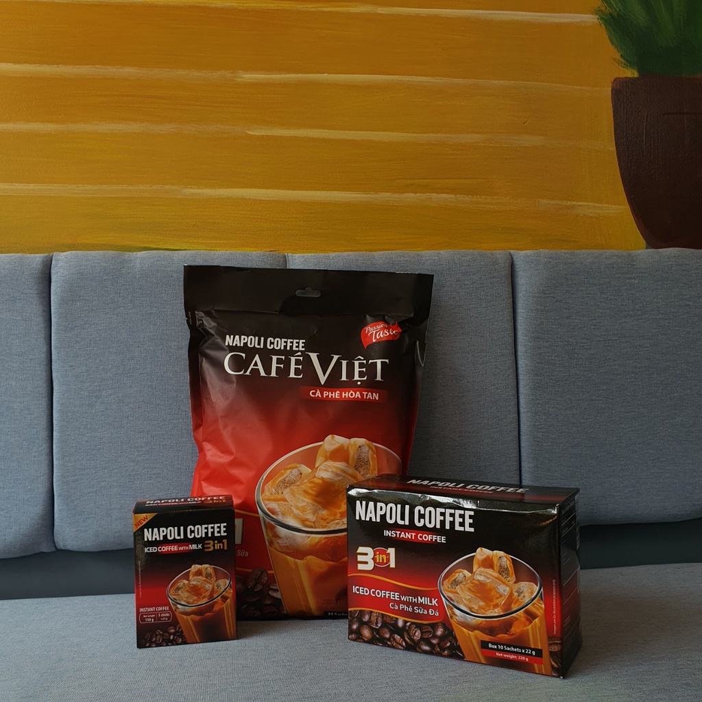 Cà Phê Hoà Tan Sữa Đá 3IN1 Napoli Coffee (22g/gói) - Cà Phê SẠCH Chuẩn Arabica/Robusta-