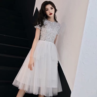 Váy prom bling trắng hàng cao cấp