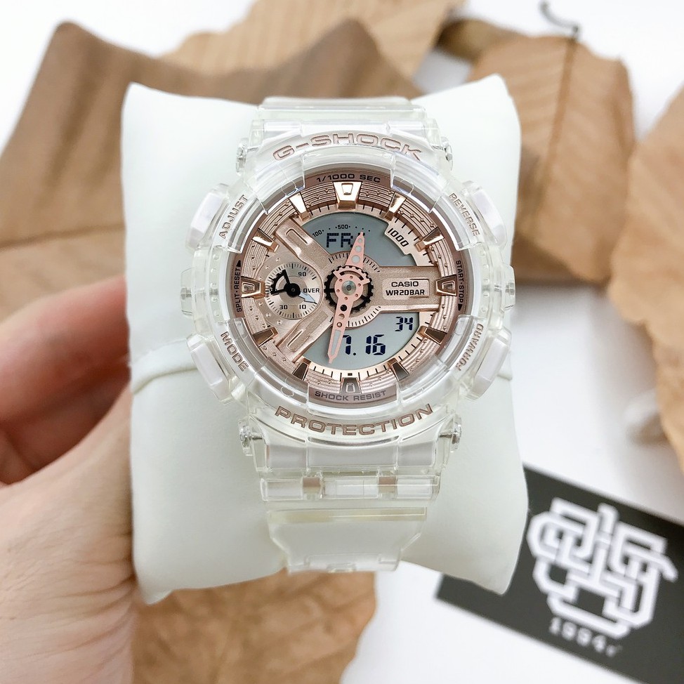 Đồng hồ nam/nữ Casio G-SHOCK GMA-S110 / GMA-S110SR-7A dây đeo trong suốt, chống va đập, hàng chính hãng