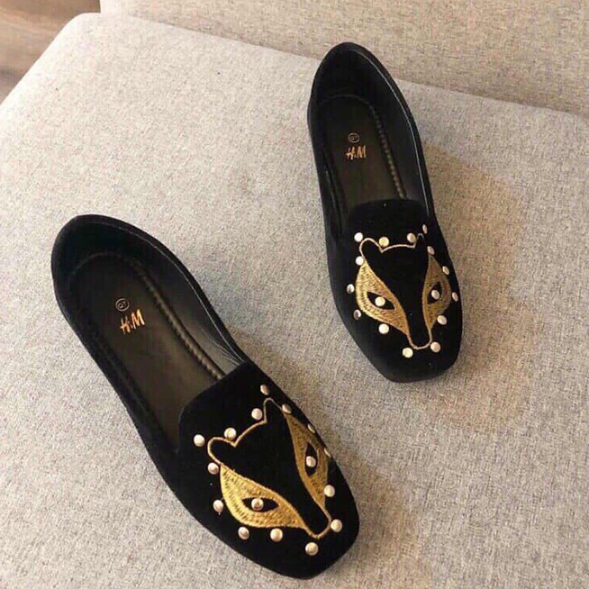 Giày nữ búp bê đế bệt thêu hình cáo mũi tròn sang trọng công sở giá rẻ siêu đẹp | BigBuy360 - bigbuy360.vn