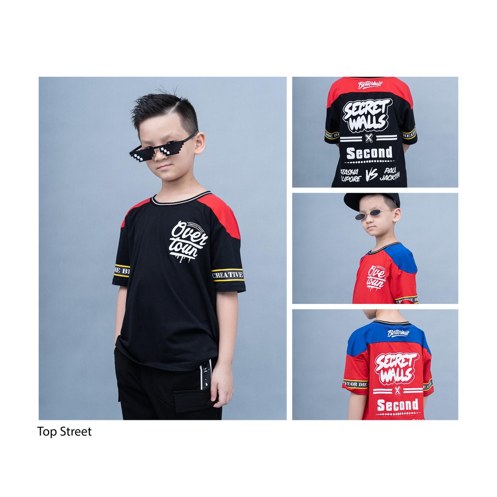 Áo cộc tay hip hop hàng hiệu cho bé trai/gái 5-14 tuổi