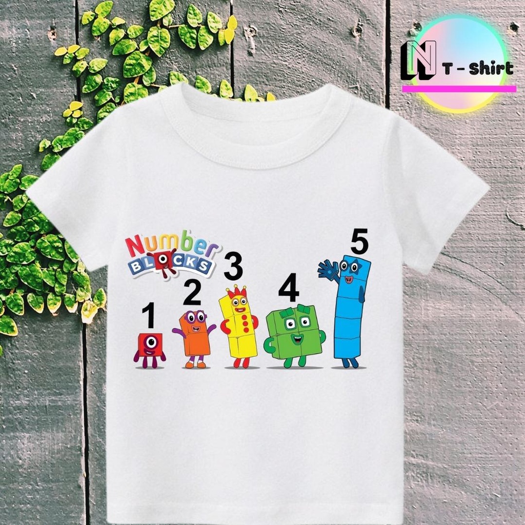 Áo thun cho bé trai và bé gái in hình hoạt hình Number Blocks dễ thương, chất liệu cotton mềm mịn thoáng mát NTShirt 05