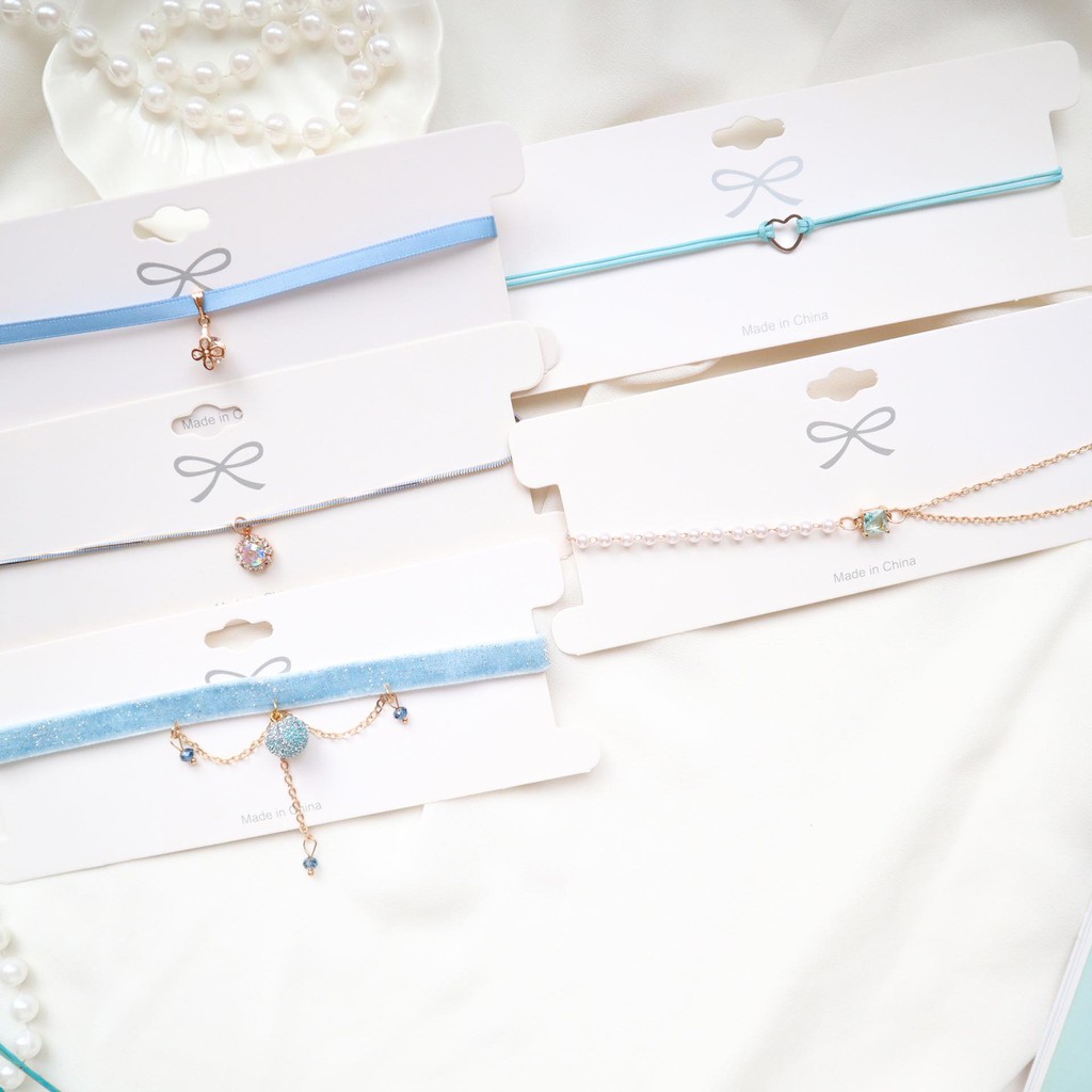 Set 5 choker xanh dịu dàng sang chảnh