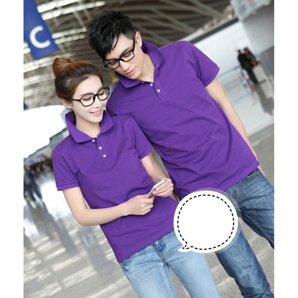 ÁO THUN PO LO MÀU TÍM NAM / NỮ CỘC TAY CỔ BẺ 660