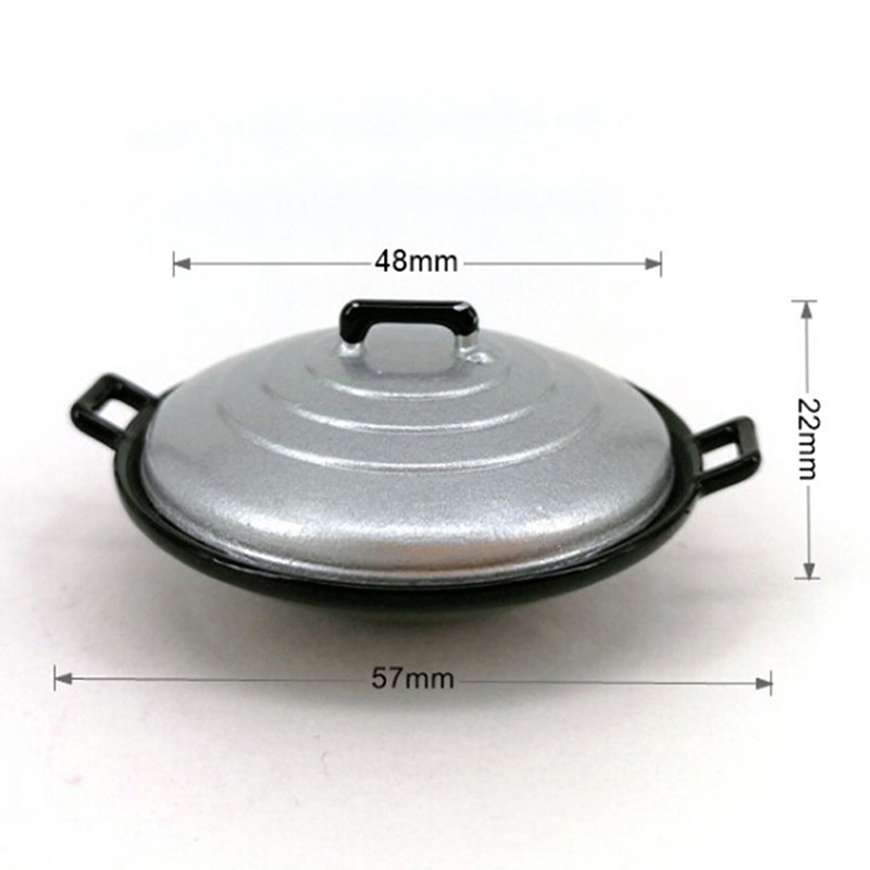 [superhomestore]2Pcs/set 1:12 dollhouse miniature kitchen cooking wok pot cover furniture toys