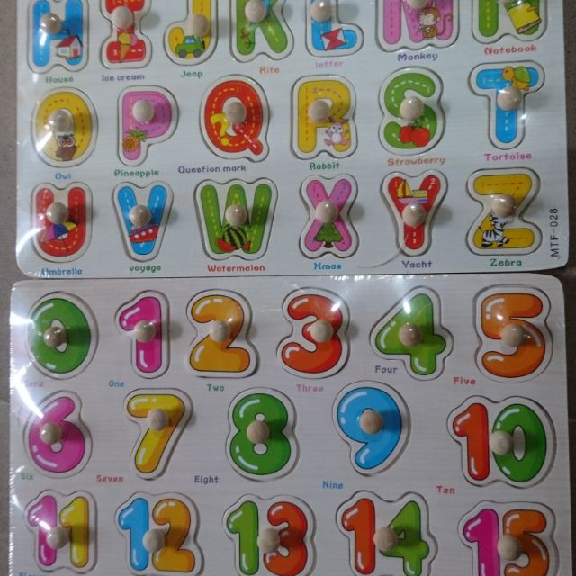 Bảng ghép nút gỗ, chữ cái ,chữ số