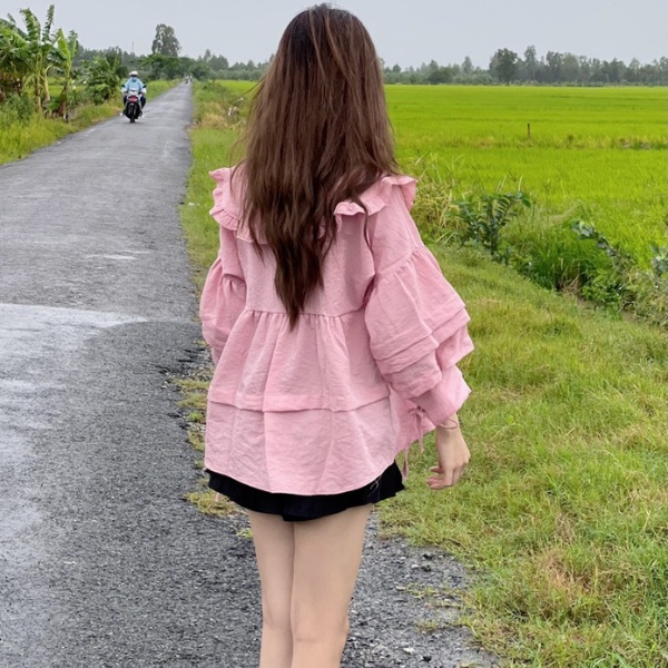 Áo kiểu babydoll tay phồng MS34-MÀU HỒNG