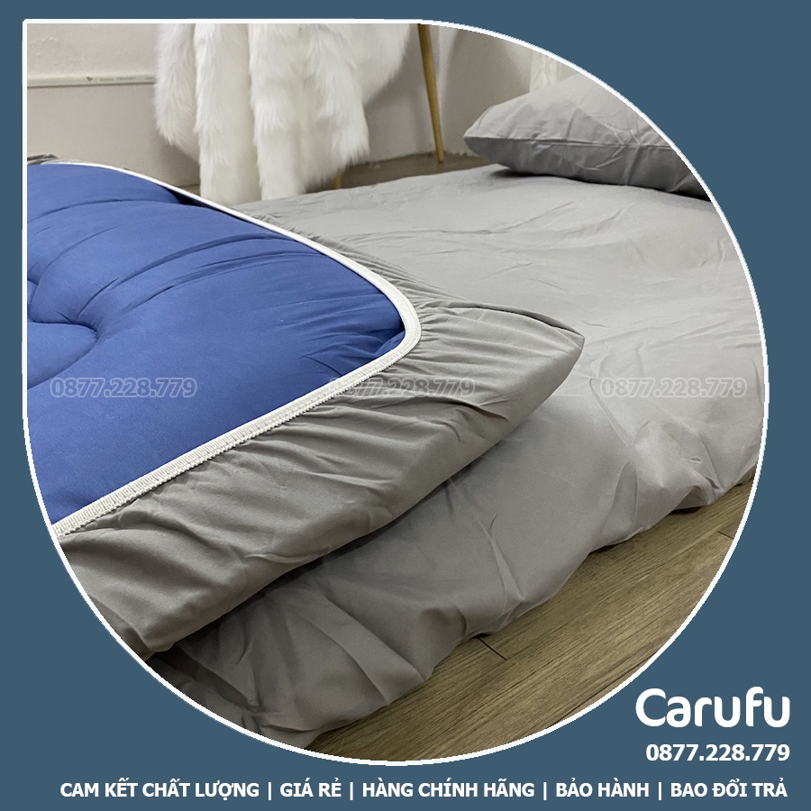 Ga nệm topper 1m8 x 2m Cotton Tici bo chun Mát lạnh giặt máy thoải mái | Carufu