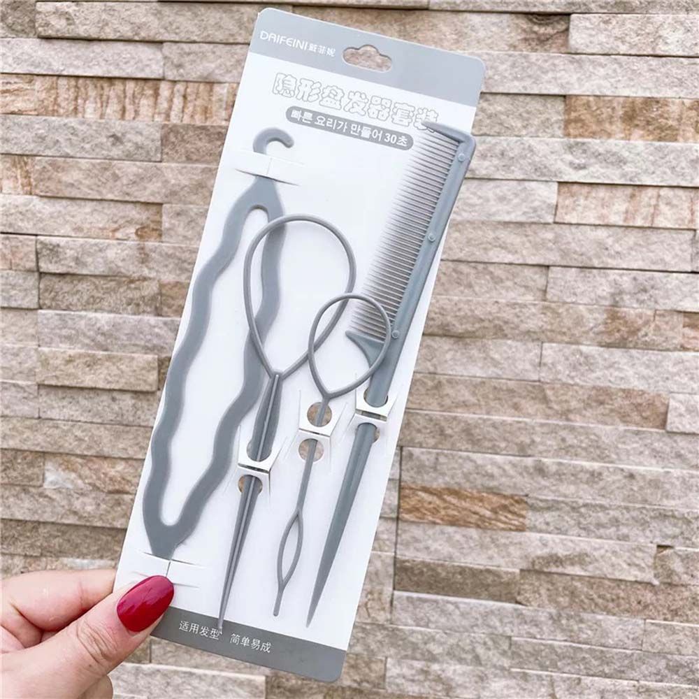 [Hàng mới về] Set 4 dụng cụ hỗ trợ tết tóc đa năng tiện dụng tùy chọn màu sắc