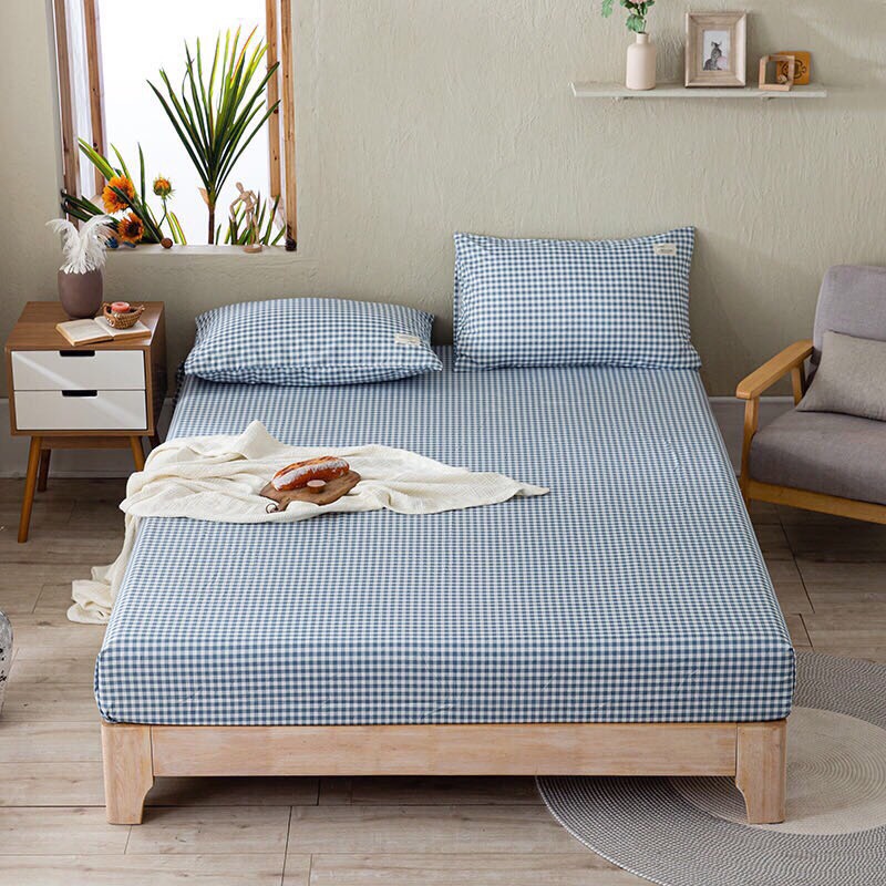 Bộ ga vỏ gối Cotton Tici VIE HOME - Bedding họa tiết caro, kẻ, nhiều màu sắc, miễn phí may bo chun Drap M4,M6,M8