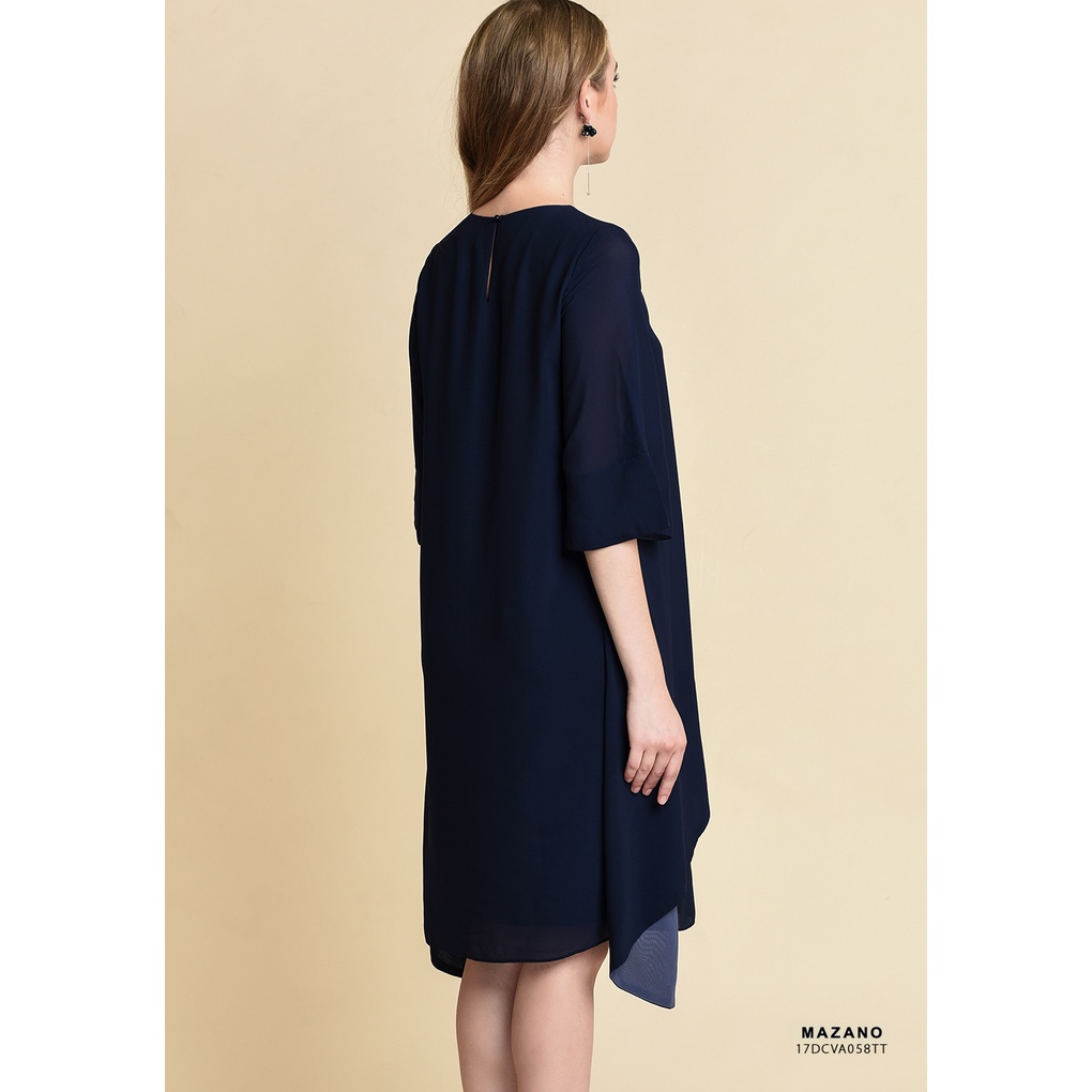 Váy xanh phủ phối cách điệu MAZANO MS 17DCVA058XD chất chiffon phong cách cổ điển dáng suông