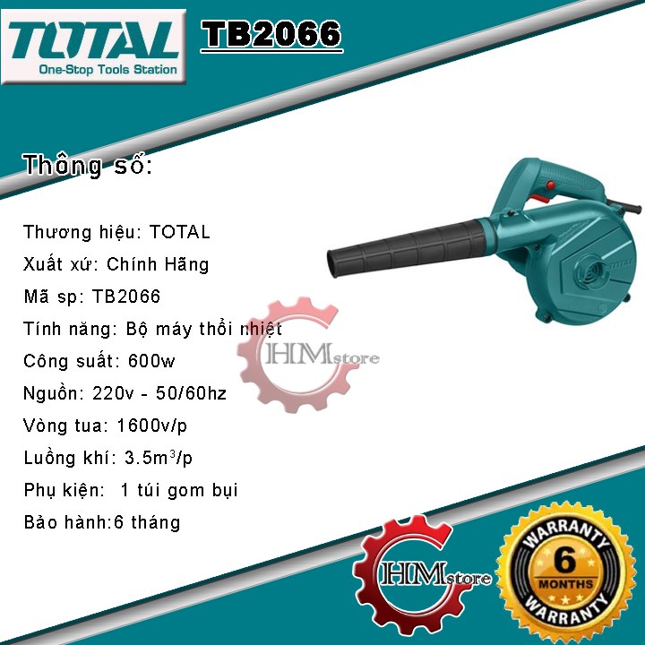 [100% Chính hãng] Máy thổi bụi cầm tay TOTAL TB2066 600w