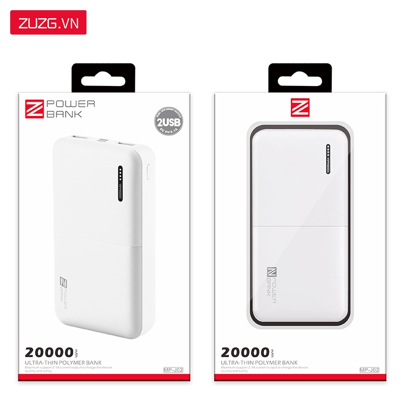 Sạc dự phòng ZUZG 20000mAH tích hợp sạc nhanh J02- Hàng chính hãng