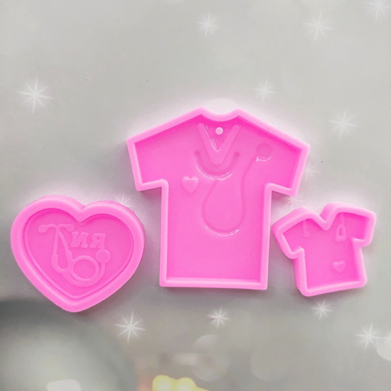 Bộ 3 Khuôn Silicone Tạo Hình Trái Tim Làm Móc Khóa/Trang Sức Thủ Công