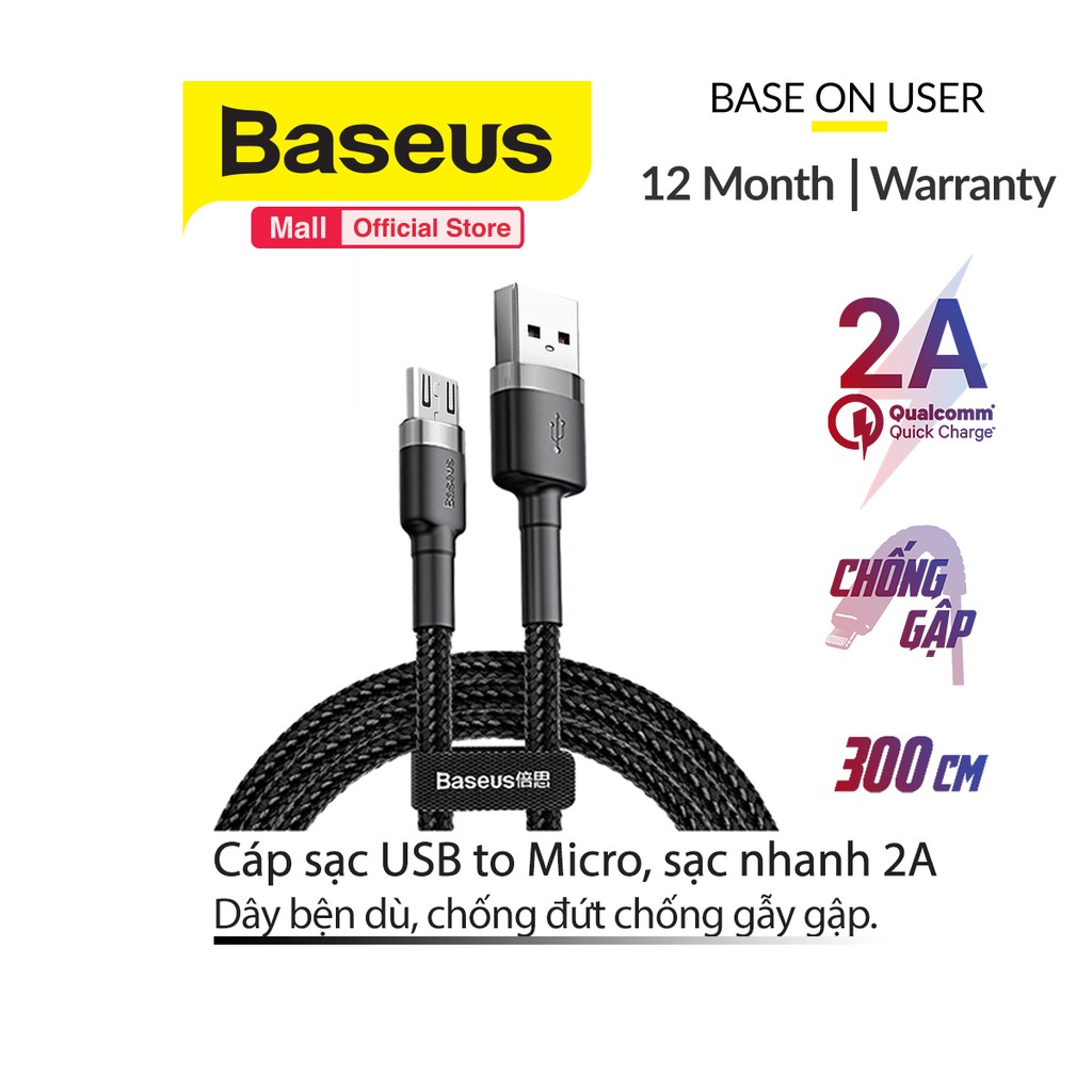 Cáp Sạc Baseus Cafule Micro USB dành cho Smartphone Android 1m/2m/3m ( 2.4A/1.5A/2A )