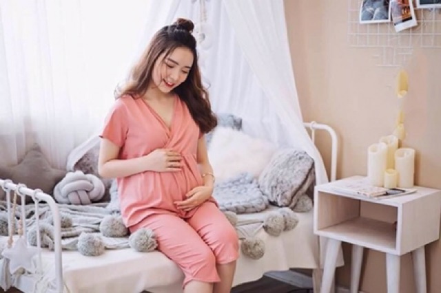 Bộ Bầu cotton 2in1 HÀNG ĐẸP- MẶC BẦU &amp; SAU SINH mềm mát nhẹ ( kèm ảnh chụp thật trải sàn)