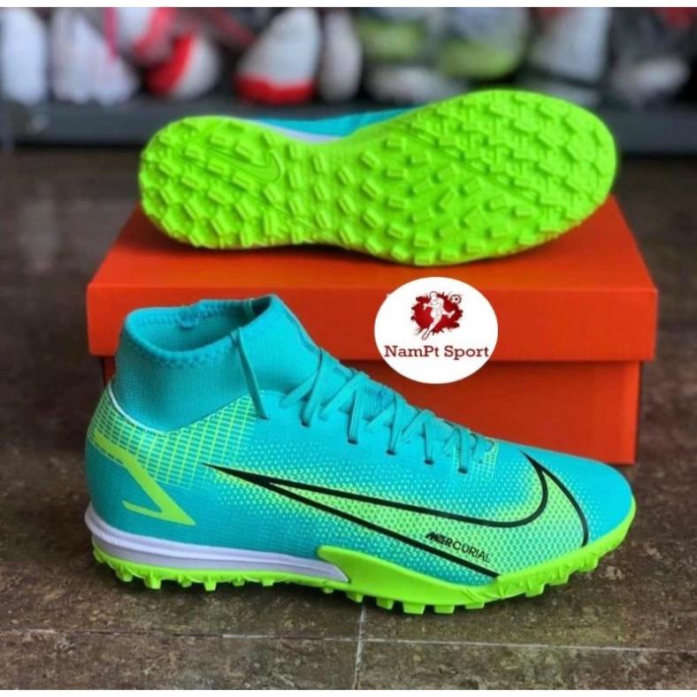 TẾT sale 12-12 (CÓ BẢO HÀNH) Giày Bóng Đá CỔ CAO Superfly 8 xanh ngọc | NamPt Sport 2021.