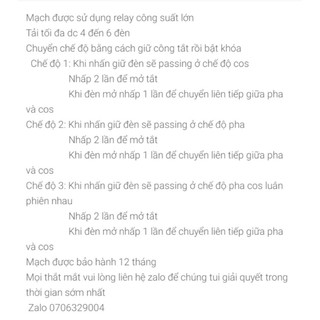 Mạch passing cho bi cầu mini 3 chế độ