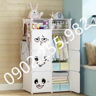 {MẪU MỚI} Tủ nhựa ghép 6 ô vuông, 2 ô nhỏ, 2 ô tam giác - Chiều sâu 37cm