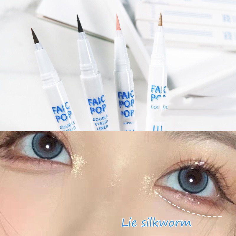 Bút Kẻ Mắt Nước Màu Trắng/Đen Ánh Ngọc Trai Chống Thấm Nước Phong Cách Hàn Quốc
