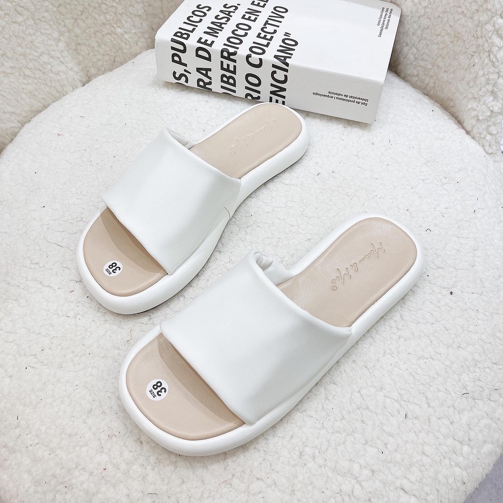 Dép quai ngang nữ bảng da kiểu dáng đơn giản trẻ trung