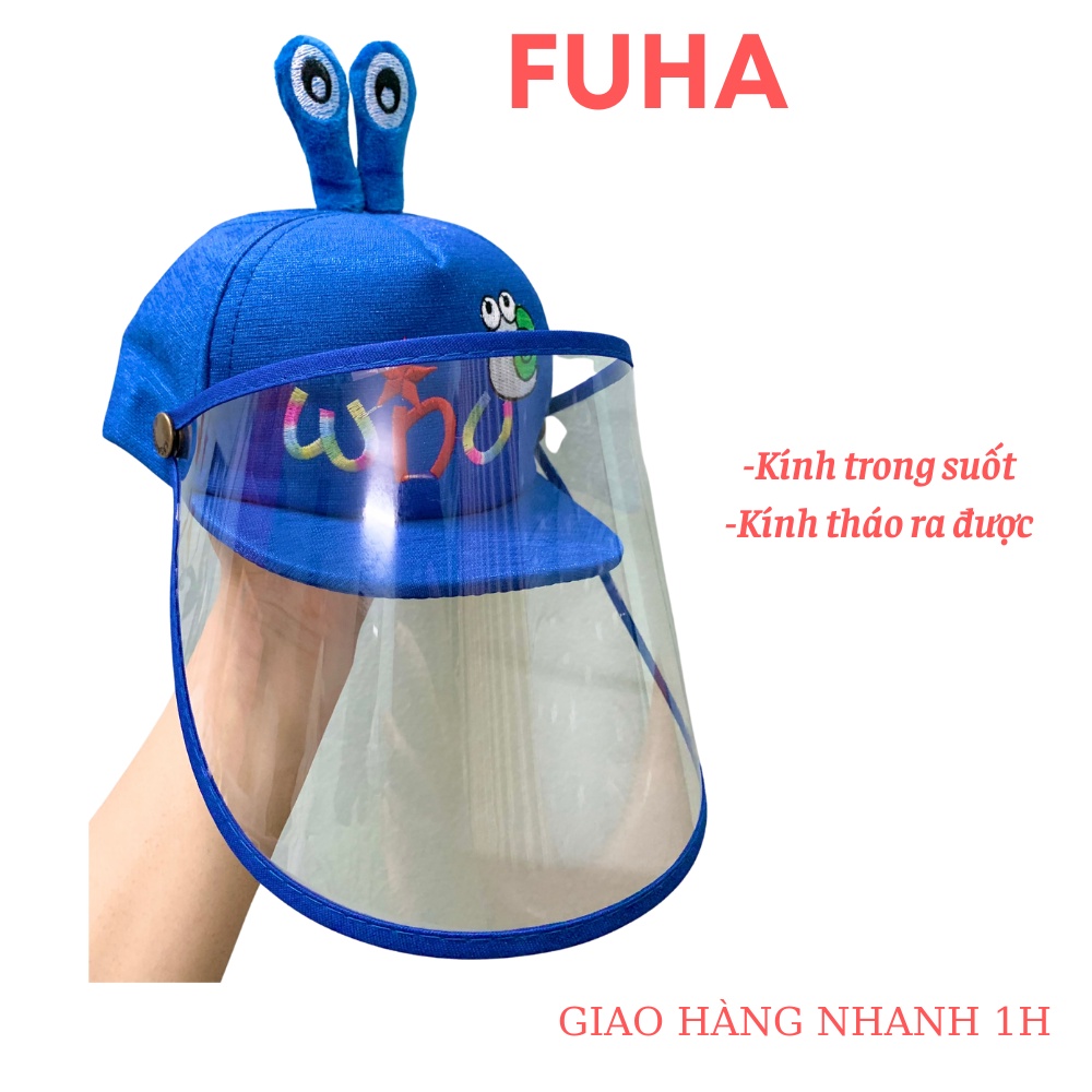 Mũ lưỡi trai cho bé có kính chống dịch, chống giọt bắn, che bụi, chắn gió, Nón bucket cho bé từ 0 đến 2 Tuổi