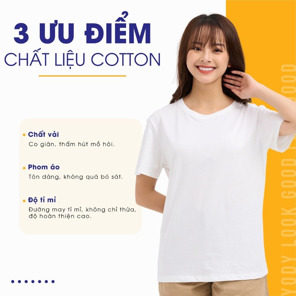 Áo phông Yody nữ cổ tròn chất liệu cotton mềm mại thấm hút mồ hôi NTS3