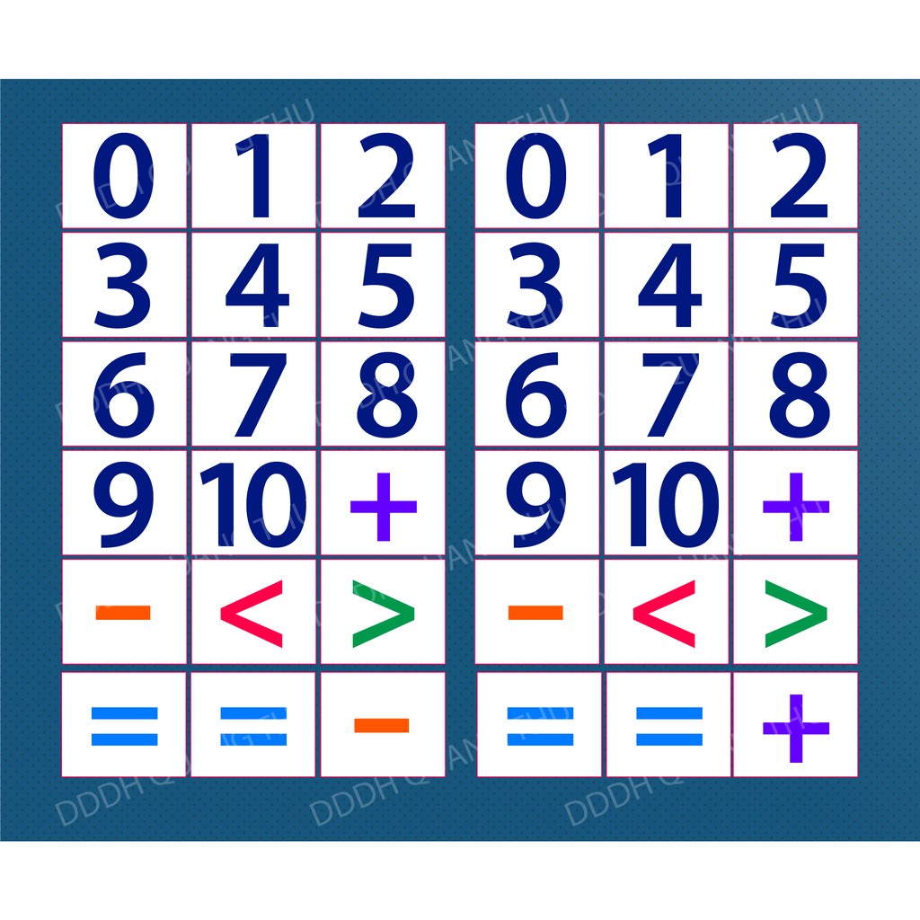 [Đồ dùng dạy học] Combo 2 bộ số, dấu lớp 1