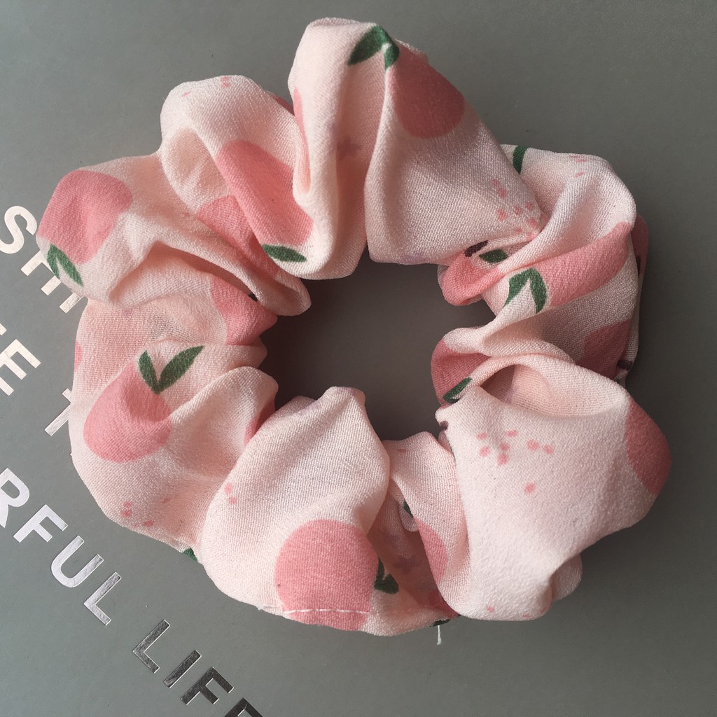 Dây cột tóc Scrunchies in họa tiết trái cây thời trang mùa hè xinh xắn INS