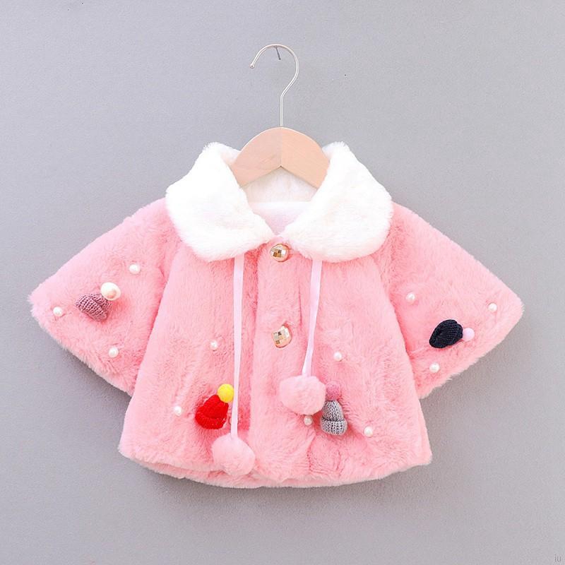 Áo khoác đính phụ kiện hình chiếc nón trùm màu hồng xinh xắn cho bé gái 0~4 tuổi